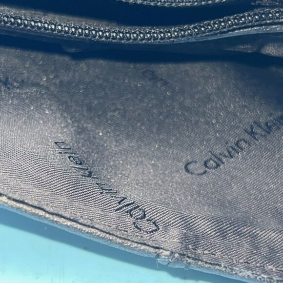 Calvin Klein Black Leather "Gold" Purse Good Condition With Lock Hardware, Strap - Picture 11 of 11